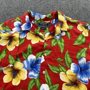 Vintage 90s Polo Ralph Lauren Sport Rayon Hawaiian Floral Shirt Red Mens XL EUC
